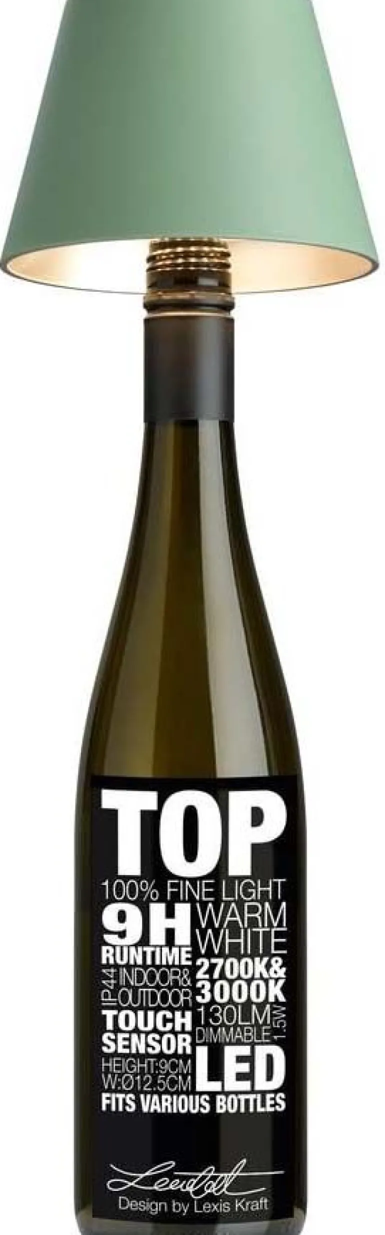 Abat-jour à fixer sur bouteille Top 11 cm (Vert olive)
