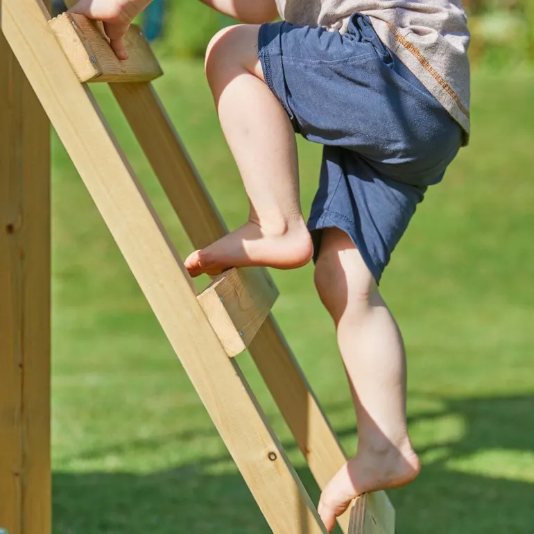 Aire de jeux en bois avec glissière et portique Castelwood
