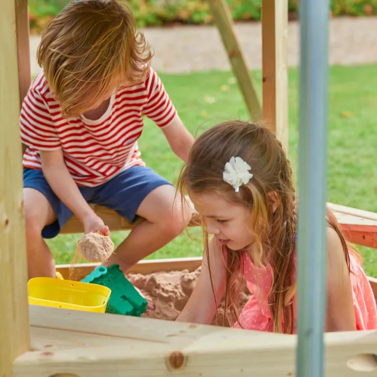 Aire de jeux en bois avec glissière et portique Castelwood