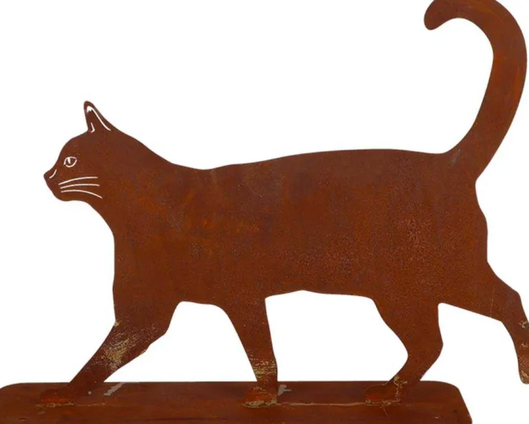 Animal de compagnie décoratif en métal rouillé (Chat qui marche)