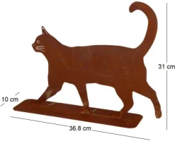 Animal de compagnie décoratif en métal rouillé (Chat qui marche)