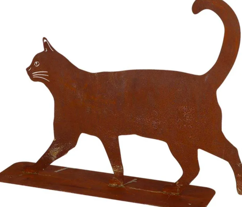 Animal de compagnie décoratif en métal rouillé (Chat qui marche)