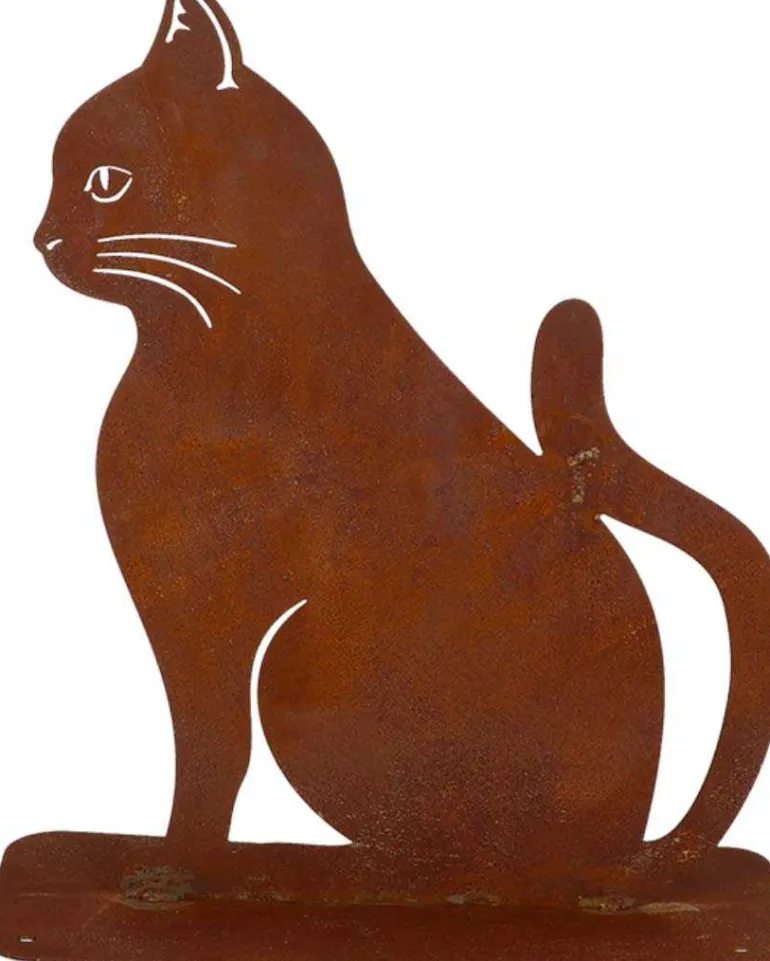 Animal de compagnie décoratif en métal rouillé (Chat assis)