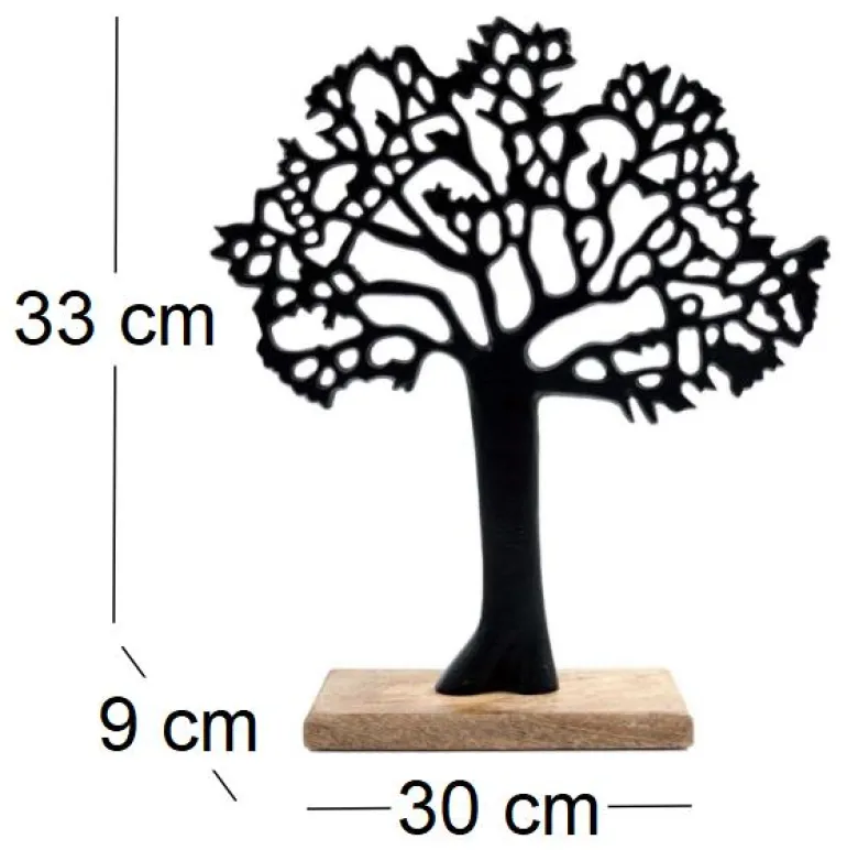 Arbre décoratif en aluminium noir et bois de manguier Arbre de vie