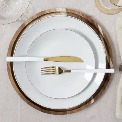 Assiette en porcelaine avec liseré doré (Lot de 6) (Assiettes plates - 20 cm)