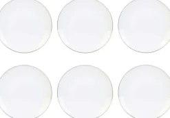 Assiette en porcelaine avec liseré doré (Lot de 6) (Assiettes plates - 20 cm)