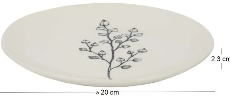 Assiette en porcelaine Cottage 20 cm (Lot de 6) (Blanc et gris)