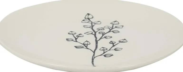 Assiette en porcelaine Cottage 20 cm (Lot de 6) (Blanc et gris)
