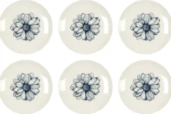 Assiette en porcelaine Cottage 20 cm (Lot de 6) (Blanc et bleu)