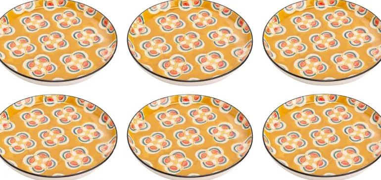Assiette plate à motifs Imany (Lot de 6) (Jaune)