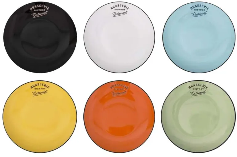 Assiettes colorées Brasserie bistrot (Lot de 6) (Assiettes plates - 27 cm)