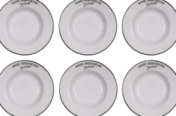 Assiettes en grès blanc Bonne dégustation (Lot de 6) (Assiettes creuses - 23 cm)