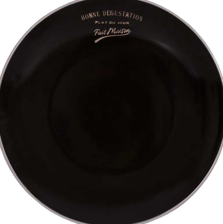 Assiettes en grès noir Bonne dégustation (Lot de 6) (Assiettes plates - 27 cm)