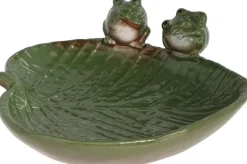 Bain oiseau en grès Nature (Grenouilles vertes)