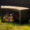 Banc acier et bois avec rangement à bûches (Incurvé)