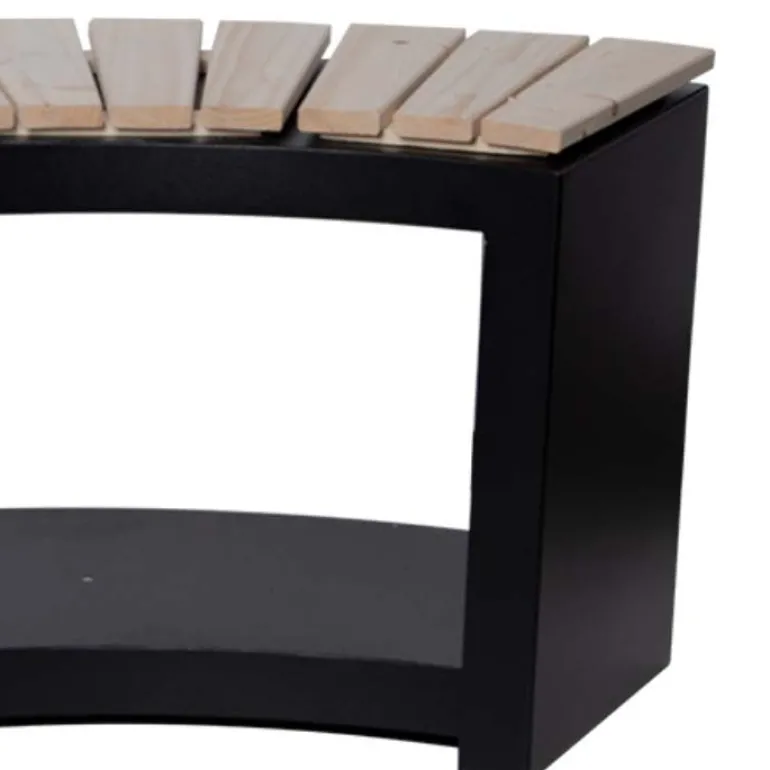 Banc acier et bois avec rangement à bûches (Incurvé)