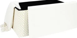 Banc coffre de rangement tressage Mirage (Blanc)