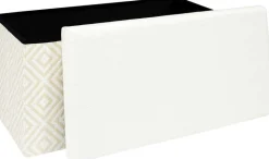Banc coffre de rangement tressage Mirage (Blanc)