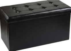 Banc coffre polyuréthane couvercle capitonné (Noir)