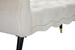 Banc en tissu Paris 120 x 40 x 60 cm (Crème - Noir et Doré)
