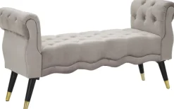 Banc en tissu Paris 120 x 40 x 60 cm (Gris - Noir et Doré)