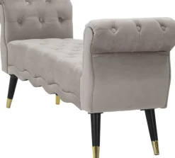 Banc en tissu Paris 120 x 40 x 60 cm (Gris - Noir et Doré)