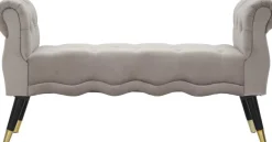 Banc en tissu Paris 120 x 40 x 60 cm (Gris - Noir et Doré)