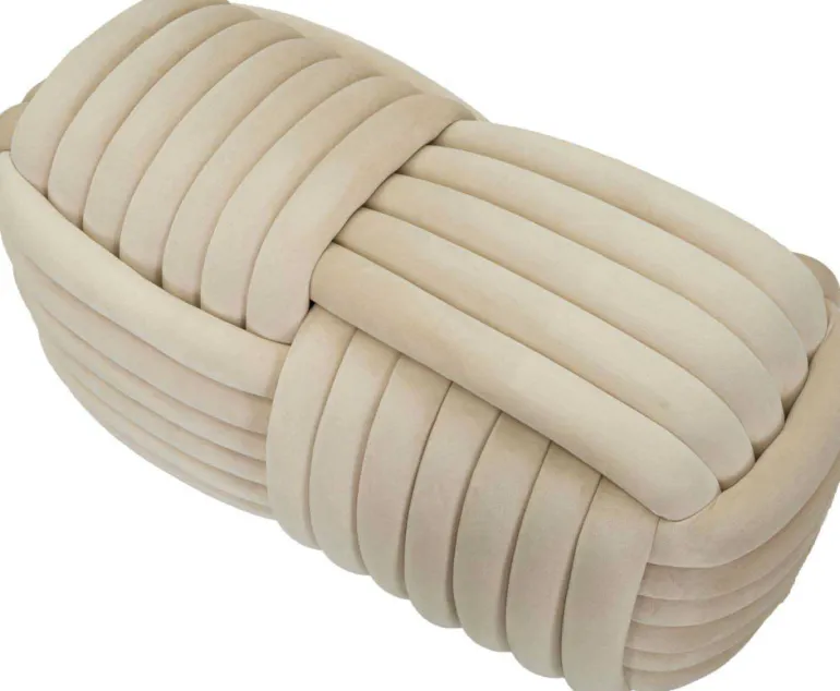 Banc en tissu Softy 90 x 45 x 45 cm (Crème)