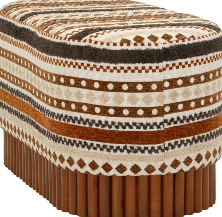Banc ovale en tissu Etnic 82 x 40 x 40 cm