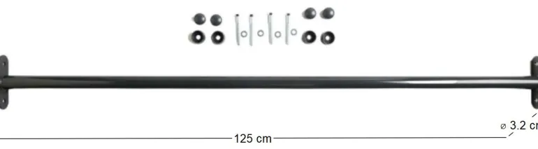 Barre gymnastique thermolaqué avec fixations (125 cm)