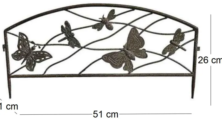 Barrière de jardinière décorative Papillons 51 x 1 x 26 cm