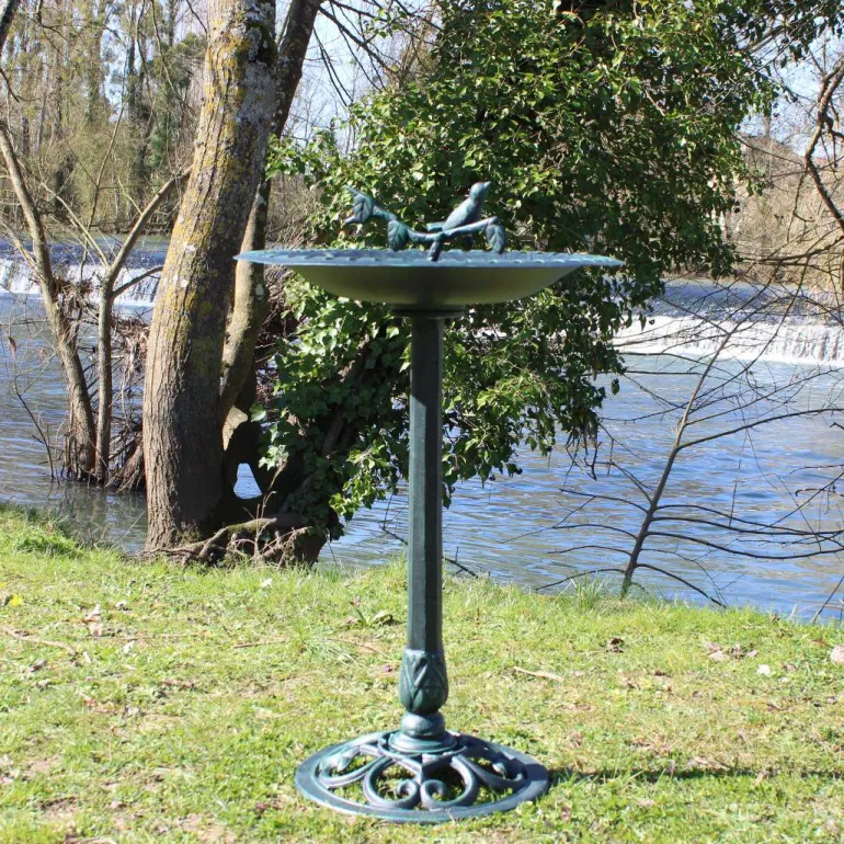 Bassin à oiseaux sur pied en fonte