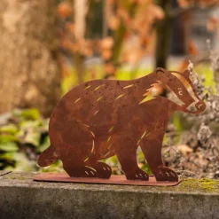 Blaireau décoratif en métal rouillé