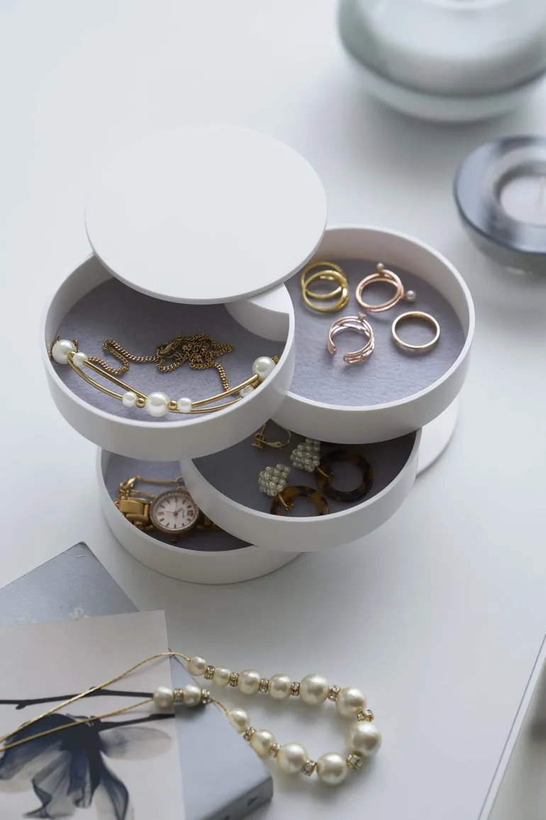 Boite à bijoux en résine 4 étages Tower (Blanc)