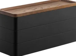 Boite à bijoux 3 niveaux en plastique Slim (Noir)