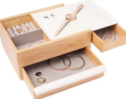 Boite à bijoux tiroir secret Stowit (Bois clair)