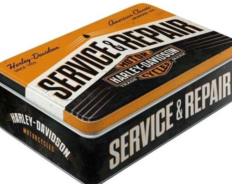 Boite à sucres publicitaire en métal (Harley Davidson service et Repair)