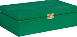 Boite à thé 12 compartiments en pin (Vert menthe)