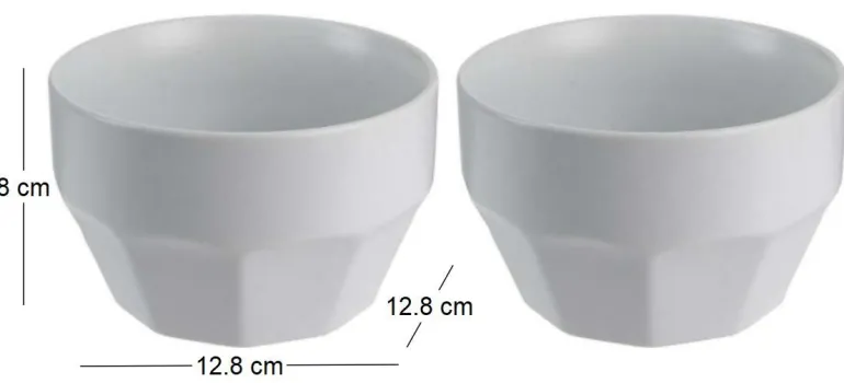 Bol en céramique Facette (Lot de 2) (Gris clair)