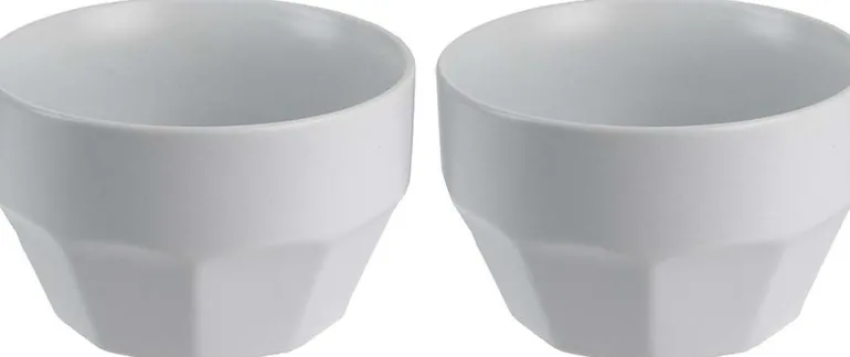 Bol en céramique Facette (Lot de 2) (Gris clair)