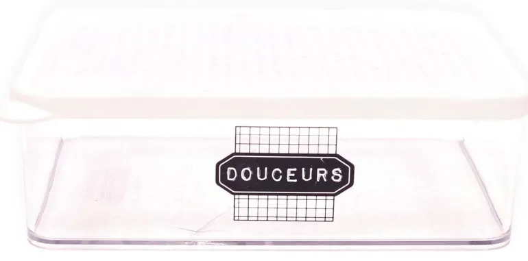 Boîte de conservation transparente à messages couvercle blanc (22.5 x 16 x 7 cm)