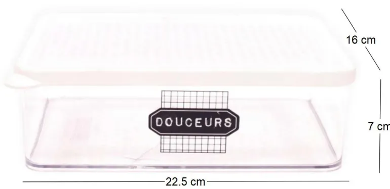 Boîte de conservation transparente à messages couvercle blanc (22.5 x 16 x 7 cm)