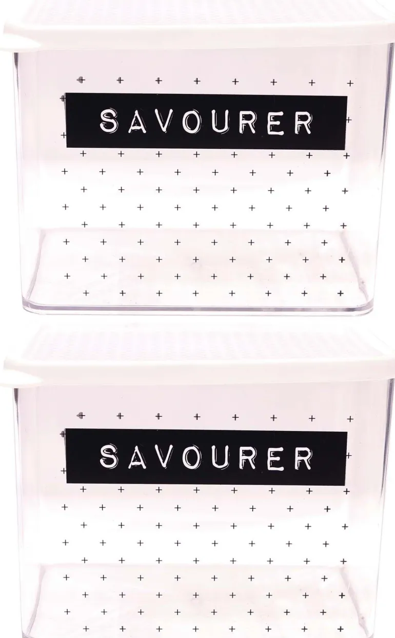 Boîte de conservation transparente à messages couvercle blanc (Lot de 2)