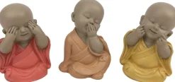 Bouddha décoratif voit entend et parle Pastel (Lot de 3)