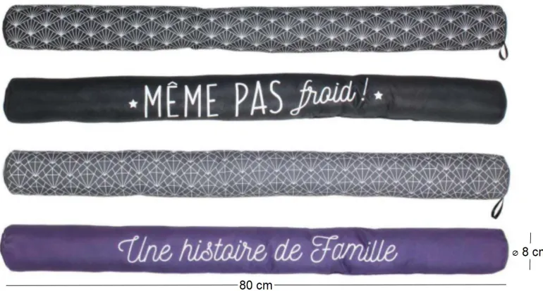 Boudin de porte avec illustrations 80 cm (4 modèles assortis)