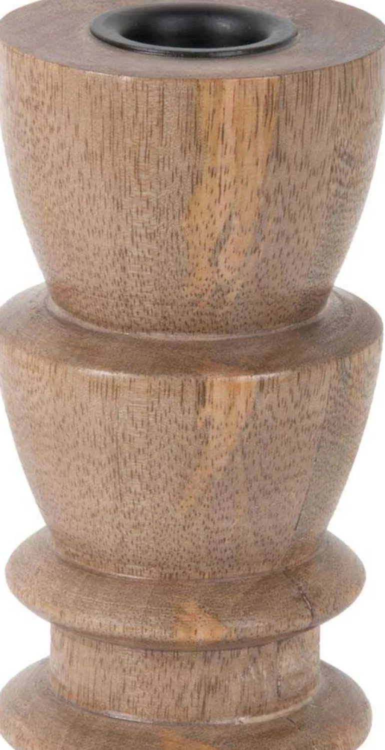 Bougeoir en bois de manguier Formado Medium (Naturel)