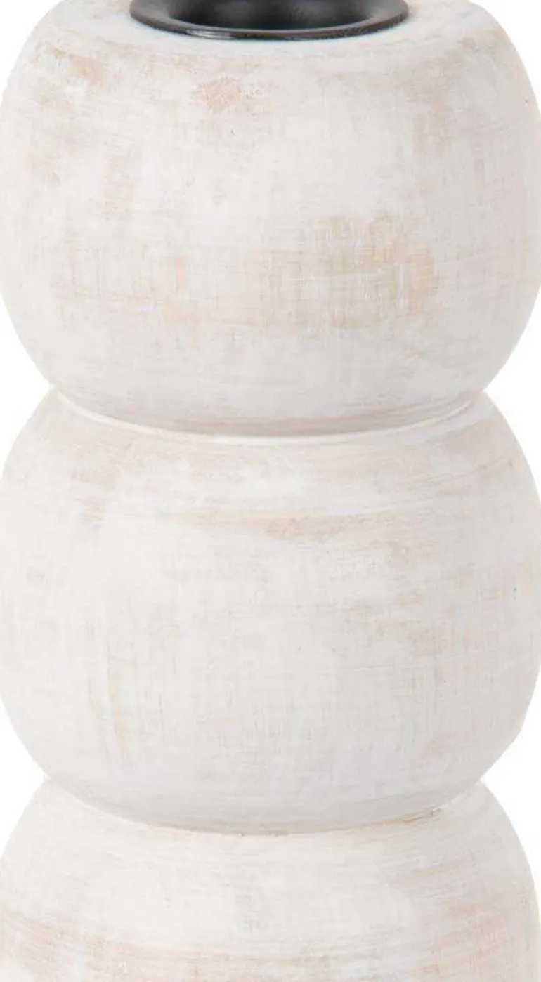 Bougeoir en bois de manguier Modelar Large (Blanc)