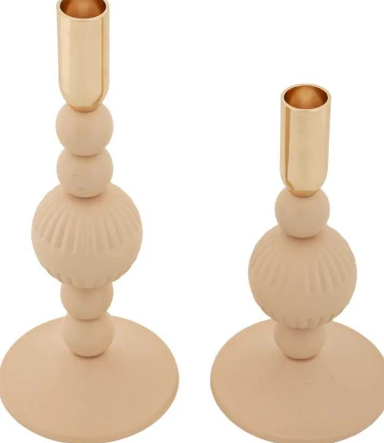 Bougeoir en métal Aster (Lot de 2) (Rose et doré)