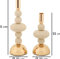 Bougeoir en métal Galaxy (Lot de 2) (Crème et doré)