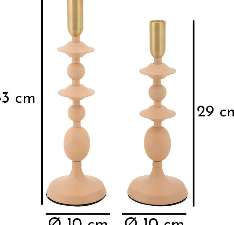 Bougeoir en métal Gemini (Lot de 2) (Rose et doré)